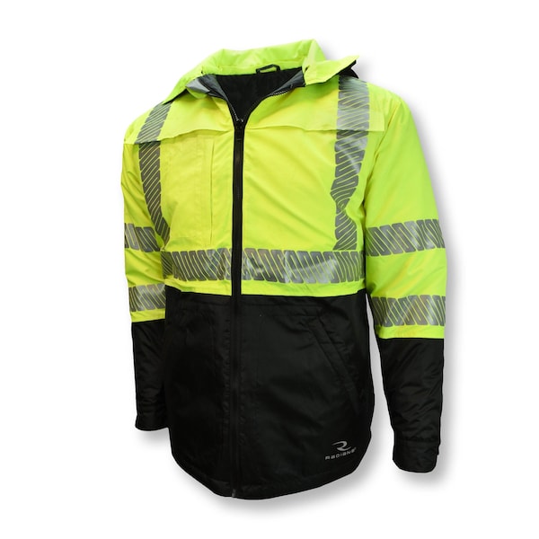 Radians Hi-Vis Rain Jacket, Ripstop, Class Type R Class 3 Hi-Vis Green, M SJ04-3SGR-M - main